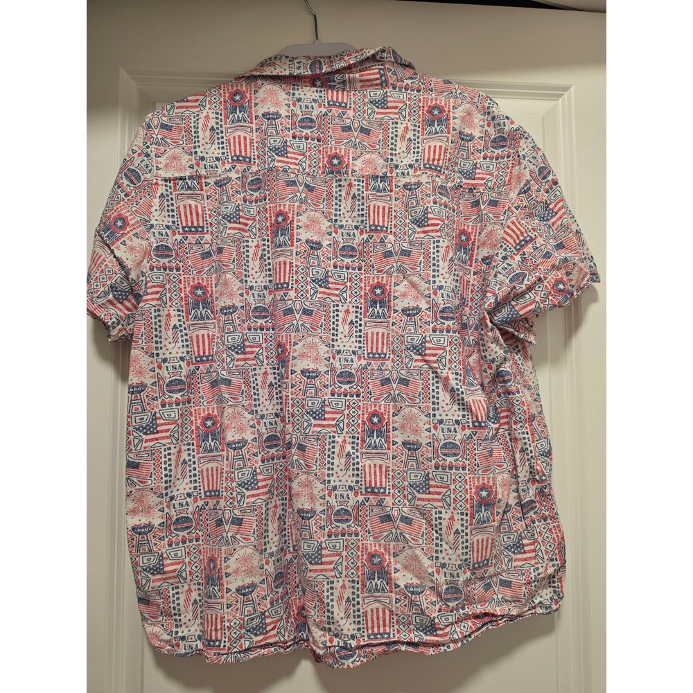 Oliver & Burke Mens XL Short Sleeve Button Down Shirt Americana USA BBQ Print - Picture 5 of 5